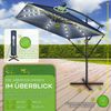 tillvex® Alu Sonnenschirm Rechteckig Ø 330 cm mit LED Solar Navy-Blau + Abdeckung mit Kurbel | Ampelschirm mit Ständer & Windschutz | Gartenschirm UV-Schutz, wasserdicht, 360° drehbar | Kurbelschirm Marktschirm Bild 4