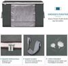 2x 90L Storage Bags Boxes Lid Large Moving Foldable Underbed Clothes Grey Bild 3