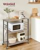 Vasagle Küchenregal auf Rollen, Servierwagen mit 3 Regalböden, Mikrowellenregal, für Minibackofen, Toaster, Wasserkocher, Metall, mit 6 Haken, Industrie-Design,40 x 80 x 82,5 cm (T x B x H), Greige-Schwarz von Songmics Bild 2