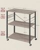 Vasagle Küchenregal auf Rollen, Servierwagen mit 3 Regalböden, Mikrowellenregal, für Minibackofen, Toaster, Wasserkocher, Metall, mit 6 Haken, Industrie-Design,40 x 80 x 82,5 cm (T x B x H), Greige-Schwarz von Songmics Bild 3