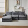 Modulares Ecksofa H 81 x T 251 x B 160 cm aus Cord in Dunkelgrau mit variabler Chaiselongue Bild 3