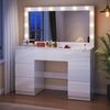 HOMALL Schminktisch Schminktisch Mit großer LED-Spiegelbeleuchtung und 7 Schubladen (Maße: 115/120 × 40 × 139 cm, mit Stauraumbank, 2 Steckdosen, 1 USB-Anschluss, 1 Typ-C-Anschluss, 1 Föhnhalterung) Bild 3