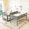 Dreibettzimmerbett 90*200 cm, Massivholzlatten, Hochbett, hohes Zaundesign, Kinderbett, Holzbett, grau Bild 3