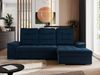 L-förmige Ecksofa mit gesteppter Sitzfläche und Rückenlehne, verstellbare Rückenkissen, Schlaffunktion und Bettkasten - MADRITO - Dunkelblau Velours - rechte Seite Bild 3