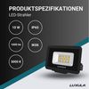 LUXULA LED Flutlichtstrahler LED-Fluter, 10 W, warm- & neutralweiß, 1000 lm, schwarz, IP65, LED fest integriert, warmweiß, neutralweiß Bild 2