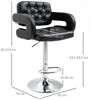 HOMCOM Barhocker mit Metallgestell, Lehne, Fußstütze (Höhenverstellbar Küchenstuhl, 1 St, 360° Drehbar Barstuhl), für Küche, Wohnzimmer, Esszimmer Schwarz Bild 3