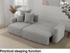 MEBLINI Schlafcouch mit Bettkasten - 238x142x73cm - Hellgrau Cordstoff - DAVE - Kleines Ecksofa mit Schlaffunktion - Sofa mit Relaxfunktion und Kissen - Kleine Couch L-Form - Eckcouch Bild 5