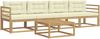 vidaXL Outdoor-Sofagarnitur mit Kissen 4 pcs Weiß und Creme 3386009 Bild 2