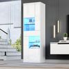 Hochglanz-Verkaufsvitrine, Glasvitrine mit LED, 1 Schublade & 4 Schränken, Weiß, 55 × 38 × 170 cm Bild 5