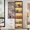 BlingBin Vitrine Glasvitrine (1-St, LED-Vitrinenschrank mit Glastür und 3 Schubladen, 80×40×160 cm) Hochregal mit RGB-Beleuchtung für Wohnzimmer, Schlafzimmer oder Büro Bild 5
