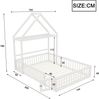 Kinderbett 140 x 200, Kinderbettgestell aus Massivholz mit Stauraum, Vollschutzgitter und Türen und Lattenrost, weiß Bild 3