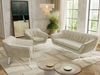 Wohnzimmerset PIRS 1-1-3, Skandinavisches 3-Sitzer Sofa mit Sesseln, Sofa mit Wellenfederung, weiße Füße, Skandinavisches Möbelset - Beige Velvet Bild 3