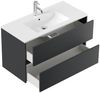 Badmöbel Set Taifun 3tlg. 100 cm mit LED Spiegel & Hochschrank Grafit : Grafit Bild 2