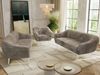 Wohnzimmerset, Möbelset PIRS 3-3-1, Armlehnen, Wellenfederung, weiße Füße, Dreisitzer Sofas mit Sessel, Polstermöbel Set - Hellbraun Cord Bild 4