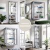 K-Mbel Sammlervitrine (176x37x33cm) - Made in Germany - Vitrinenschrank Silber / Alu mit 4 hhenverstellbaren Glasbden, Spiegel, Schloss & LED - Glasvitrine Stehend - Display Cabinet Bild 2