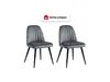Vente-unique - Stuhl 2er-Set - Samt & schwarzes Metall - Grau - ELEANA Bild 2