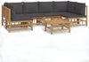 vidaXL 7-tlg. Garten-Lounge-Set mit Dunkelgrauen Kissen Bambus 3155230 Bild 2