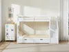 Vente-unique - ZILENI Bett Holz, Platte Weiß - B 97 cm x H 164,5 cm x L 242 cm Bild 2