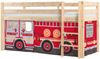 Kinderbett Karolina 210x114x106 Massivholz Natur Textilset Feuerwehr Bild 2