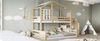 Etagenbett 90x200 cm (oben) / 140x200 (unten), Kiefernholz & MDF, Haus‑Design mit Fenster, Rundum‑Geländer und Treppen‑Stauraum, Natur Bild 2