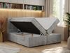 Boxspringbett, Doppelbett, Polsterbett mit Kopfstütze - CARMEN - 200x200cm - Hellgrau Velours - H4 Bild 2