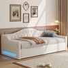 Gepolstertes 90x200 Tagesbett mit LED-Gürtel und Stauraum darunter, Beige Bild 3