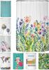 arteneur® - Bunte Blumen - Anti-Schimmel Duschvorhang 120x200 - Recycelt mit Öko-Tex Standard 100 - Beschwerter Saum, Blickdicht, Wasserdicht, Waschbar, 8 Ringe & E-Book Bild 4