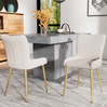 Samt-Esszimmerstuhl 85x43x47 cm 4er-Set, beige mit goldenen Beinen Bild 2