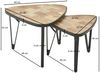 Design Couchtisch 2er Set Mango / Akazie Massivholz Satztisch Dreieckig, Wohnzimmertisch Braun mit Metallbeine, Tischset 2-teilig Satztisch Holz / Metall Schwarz Bild 5