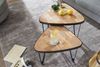 Design Couchtisch 2er Set Mango / Akazie Massivholz Satztisch Dreieckig, Wohnzimmertisch Braun mit Metallbeine, Tischset 2-teilig Satztisch Holz / Metall Schwarz Bild 4