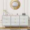 UEV Kommode modern Sideboard schmal Mehrzweckschrank für Kleidung Dokumente (Packung, Schubladenschrank mit Kippsicherung für Wohnzimmer Schlafzimmer Flur), TV Board Schubladenschrank Buffet 150x34x74cm Aufbewahrungsschrank Bild 2