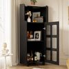 REDOM Vitrine Smart Eckschrank mit App-Steuerung & LED-Beleuchtung (Packung, 1-St, Vielseitig für Wohnzimmer, Bad oder als Bücherregal) 63,5x124x63,5 cm in Schwarz, mit drei praktischen Fächern Bild 2