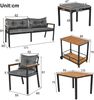 LVHOM 7-tlg. Gartenmöbel-Set, Lounge-Set für 6–7 Personen, wetterfeste Sitzgruppe inkl. Esstisch und abnehmbarem Servierwagen für Terrasse, Natur/Grau Bild 4