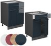 Küchenunterschrank Fame-Line Dunkelblau Hochglanz 60 cm mit Schublade, ohne Arbeitsplatte Vicco Bild 5