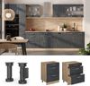 Küchenunterschrank R-Line Schwarz Beton 60 cm AP Marmor Vicco Bild 2