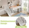 Kinderbett, Einzelbett, multifunktionales Kinderbett ,mit Rutsche und Treppen, mit Schubladen und Schließfach, ohne Matratze, massivholz, weiß, 90*200 Bild 5