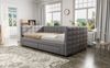 Polsterbett, 3-in-1 Ausziehbares Schlafsofa 90 x 190 cm, Multifunktionsbett, mit Schubladen, umbaubar in Einzel-/Doppelbett mit Lattenrost, Baumwolle und Leinen, Grau, Baumwolle/Leinen, Grau, 90 x 190 cm Bild 4