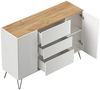 Sideboard Yako XL 140cm 3 SoftClose 2 Türen Weiß/Eiche Top : Weiss hochglanz / Oak Gold Bild 4