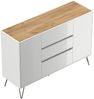 Sideboard Yako XL 140cm 3 SoftClose 2 Türen Weiß/Eiche Top : Weiss hochglanz / Oak Gold Bild 5