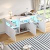 Merax Sideboard mit LED-Lichtleiste, Anrichte in Weiß mit Hochglanzfront (1 St, 140*40.5*66.5cm), Wohnzimmerschrank Kommode mit 3 Türen, 7 Ablagefächern, Acryl-Elemente Bild 2