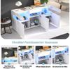 Merax Sideboard mit LED-Lichtleiste, Anrichte in Weiß mit Hochglanzfront (1 St, 140*40.5*66.5cm), Wohnzimmerschrank Kommode mit 3 Türen, 7 Ablagefächern, Acryl-Elemente Bild 4