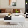 Moderner Couchtisch Schwarz Weiß Hochglanz LED Aufbewahrungsbox Wohnzimmer Tisch Design Möbel Bild 2