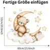 Montegoni Wandsticker Teddybär Mond Wandsticker Babyzimmer Wolken Sterne Wandtattoo (Einzelmotiv Wandsticker, 1er Set Teddybär Mond Wandsticker), Selbstklebend, Ablösbar, Glänzend, Mehrteilig, Dekorativ Bild 2