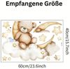 Montegoni Wandsticker Teddybär Mond Wandsticker Babyzimmer Wolken Sterne Wandtattoo (Einzelmotiv Wandsticker, 1er Set Teddybär Mond Wandsticker), Selbstklebend, Ablösbar, Glänzend, Mehrteilig, Dekorativ Bild 3
