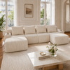Modulares 4-Sitzer Cordsofa m. 2 Hockern, Getränkehalter, Tasche, Beige Bild 1