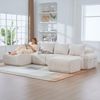 Modulares 4-Sitzer Cordsofa m. 2 Hockern, Getränkehalter, Tasche, Beige Bild 2