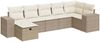 vidaXL 7-tlg. Garten-Sofagarnitur mit Kissen Beige Poly Rattan 3325704 Bild 2
