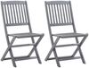 vidaXL Klappbare Gartenstühle 2 Stk. mit Kissen Massivholz Akazie 3064539 Bild 2