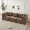 Modulares 3-Sitzer Ecksofa H 69 x T 297 x B 104 cm aus Cord mit 74 cm Sitztiefe in Braun Bild 2