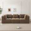 Modulares 3-Sitzer Ecksofa H 69 x T 297 x B 104 cm aus Cord mit 74 cm Sitztiefe in Braun Bild 3